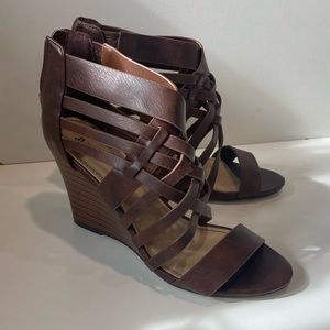 Just Fab brown wedge heels.